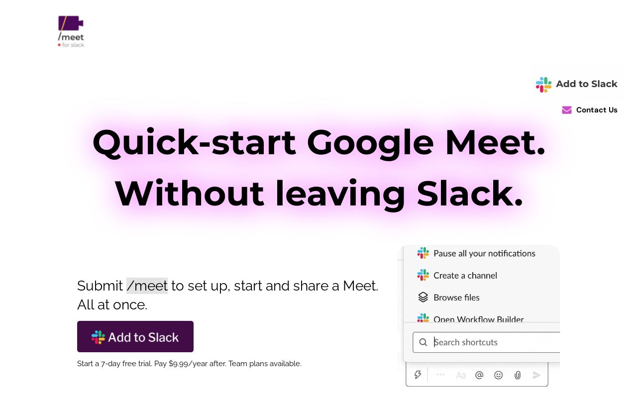 Google Meet for Slack